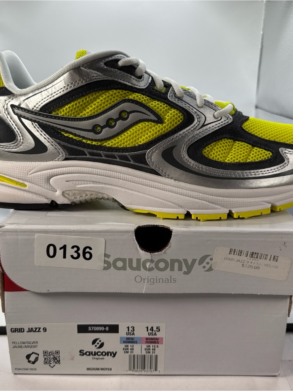Saucony Neon Yellow & Silver Mesh Running Sneaker